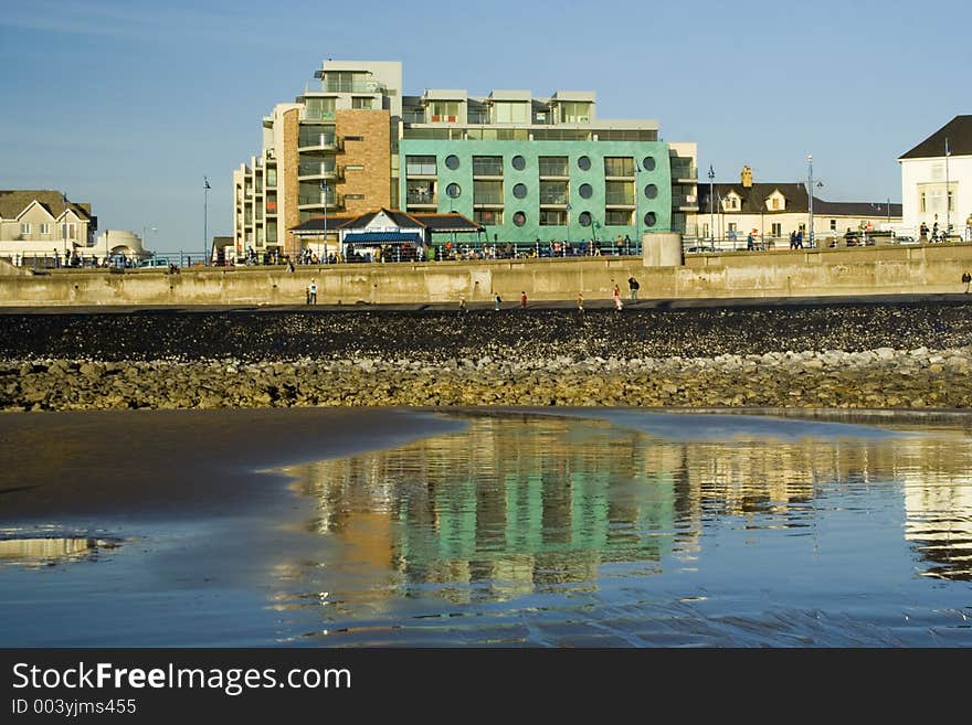 Porthcawl Seafront with green flats