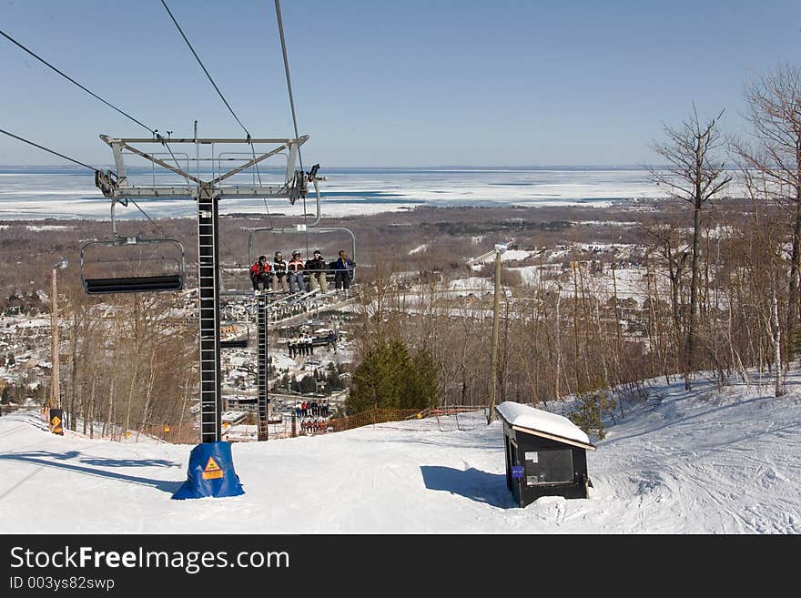 Ski people on lift. Ski people on lift