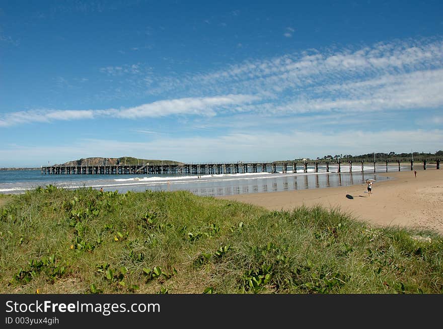 Long pier located on the mid north coast of Australia. Long pier located on the mid north coast of Australia