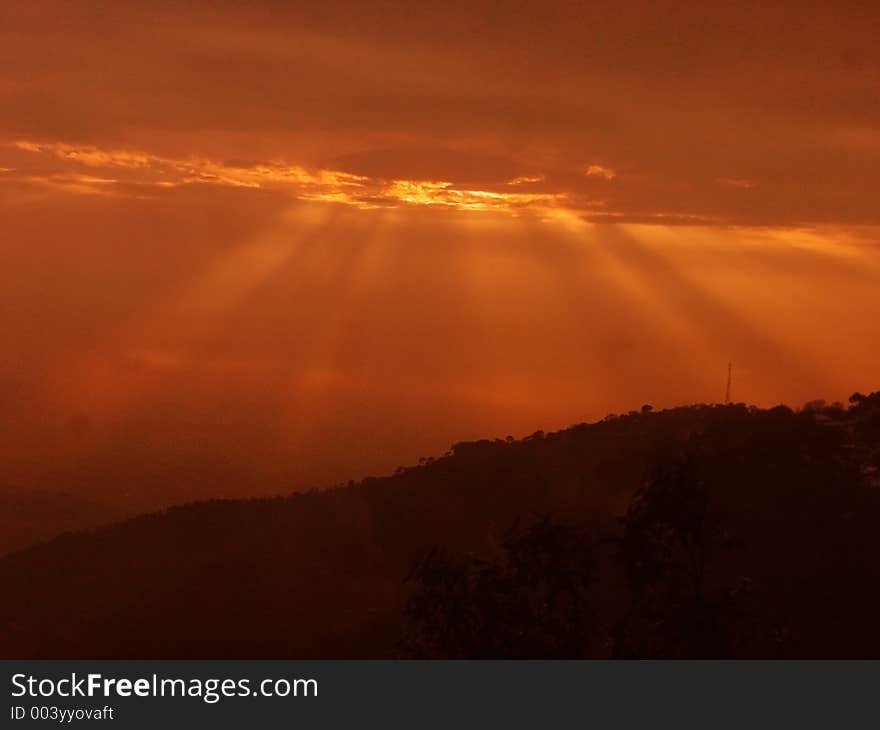 Vivid sunset colors and clouds India