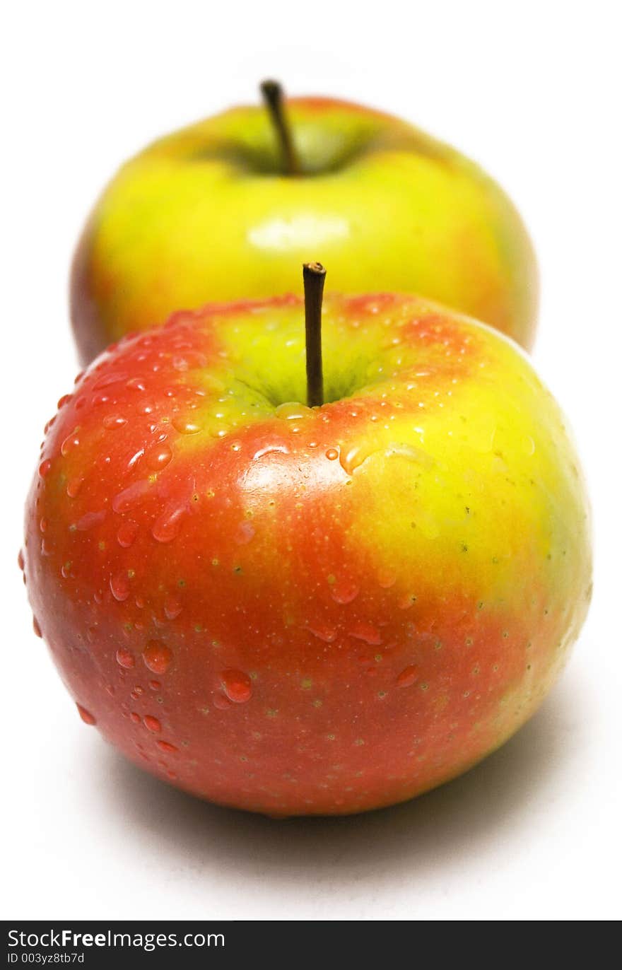 Two Colorful Apples w/ Waterdrops