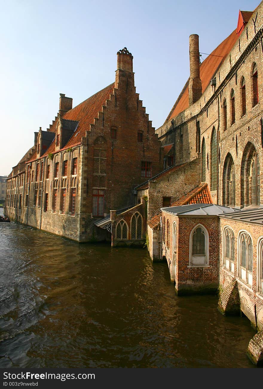 Old brick buildings on canal