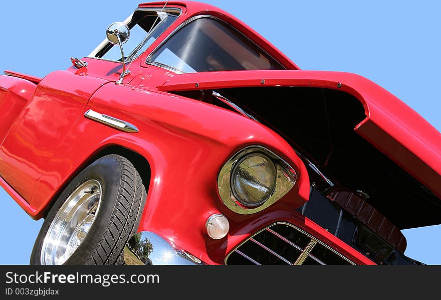 Flying red pickup. Flying red pickup