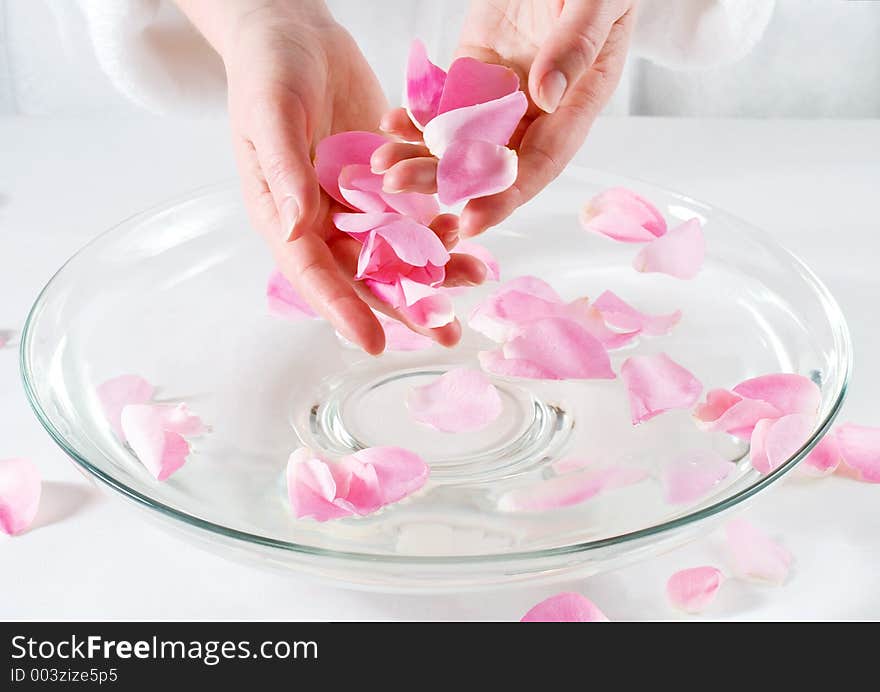 Preparing for rose petal spa