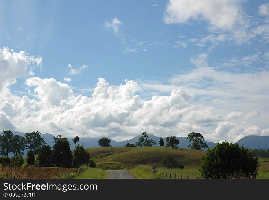 Cloud Filled Sky over Country Landscape