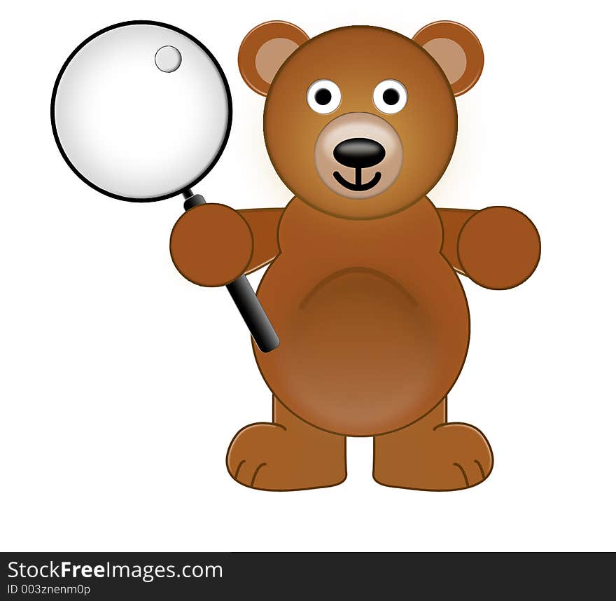 A Teddy Bear Holding With A Magnifying Glass