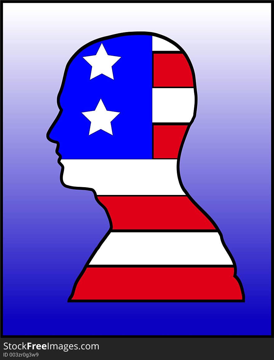 This is an illustrated head with the American flag. This is an illustrated head with the American flag.