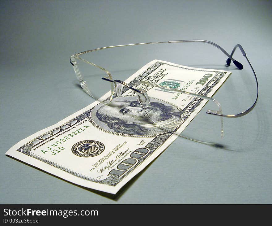 American Money, 100 Dollar bill and glasses