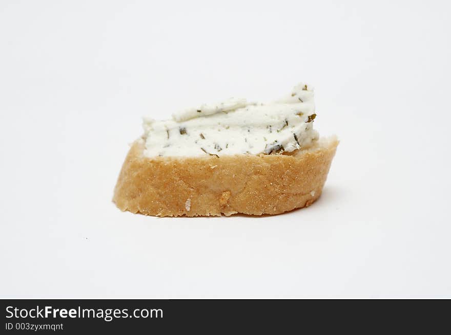 A slice of bread with butterfat. A slice of bread with butterfat