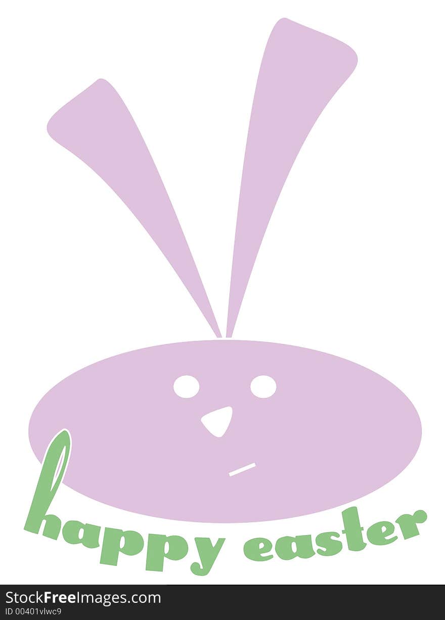 Original computer illustration of a bunny with Happy Easter text.