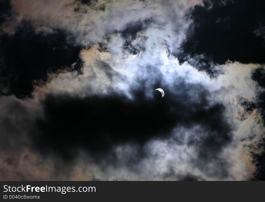 Solar eclipse at 70% phase on 29-march-2006 in Romania. Solar eclipse at 70% phase on 29-march-2006 in Romania