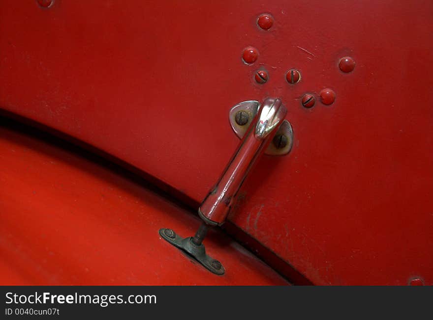 The spring loaded catch for the bonnet of an old International fire truck. The spring loaded catch for the bonnet of an old International fire truck.