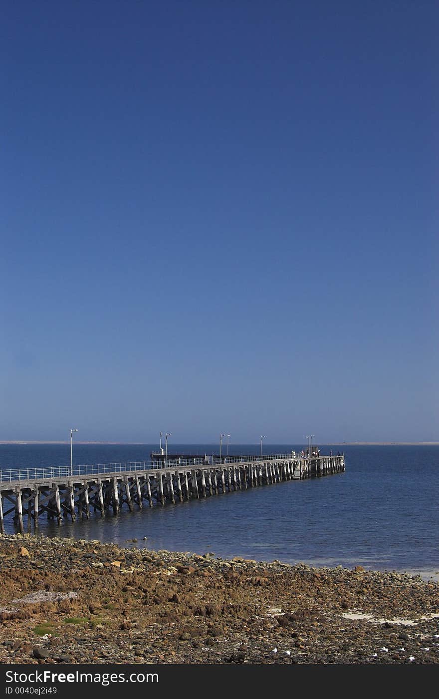 A vertical shot of the Pt. Victoria jetty, Yorke Peninsula, South Australia. A vertical shot of the Pt. Victoria jetty, Yorke Peninsula, South Australia.