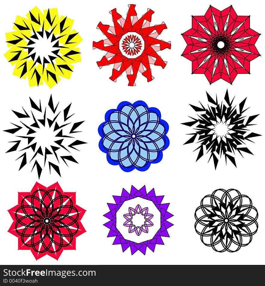 Symmetrical patterns - nine different patterns - additional ai and eps format available on request. Symmetrical patterns - nine different patterns - additional ai and eps format available on request