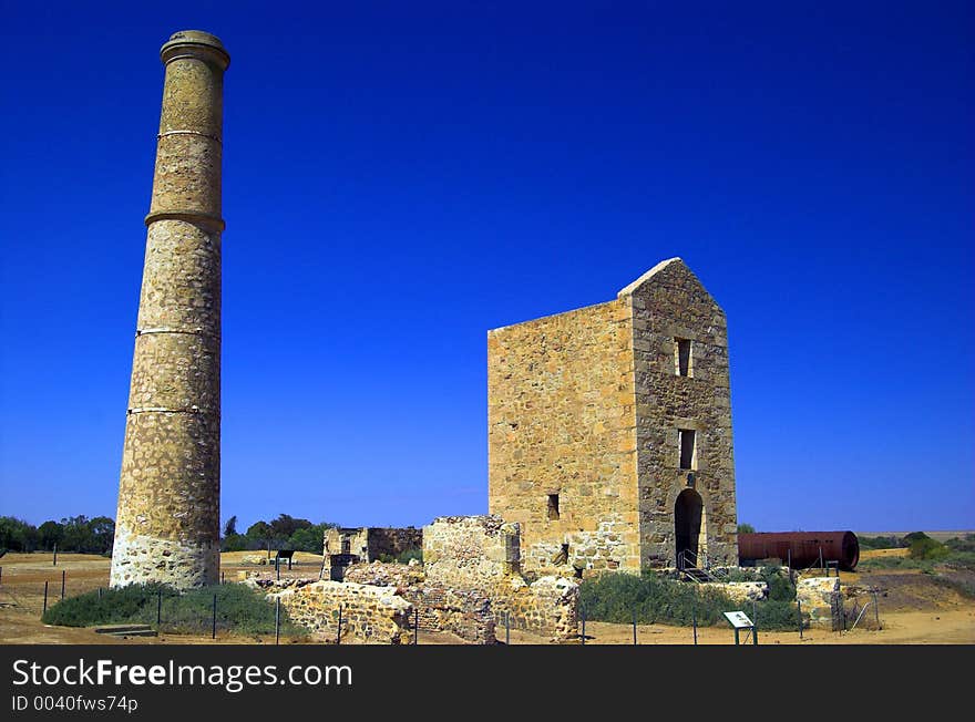 The ruins of the Hughes engine house at Moonta Mines, South Australia. The ruins of the Hughes engine house at Moonta Mines, South Australia.