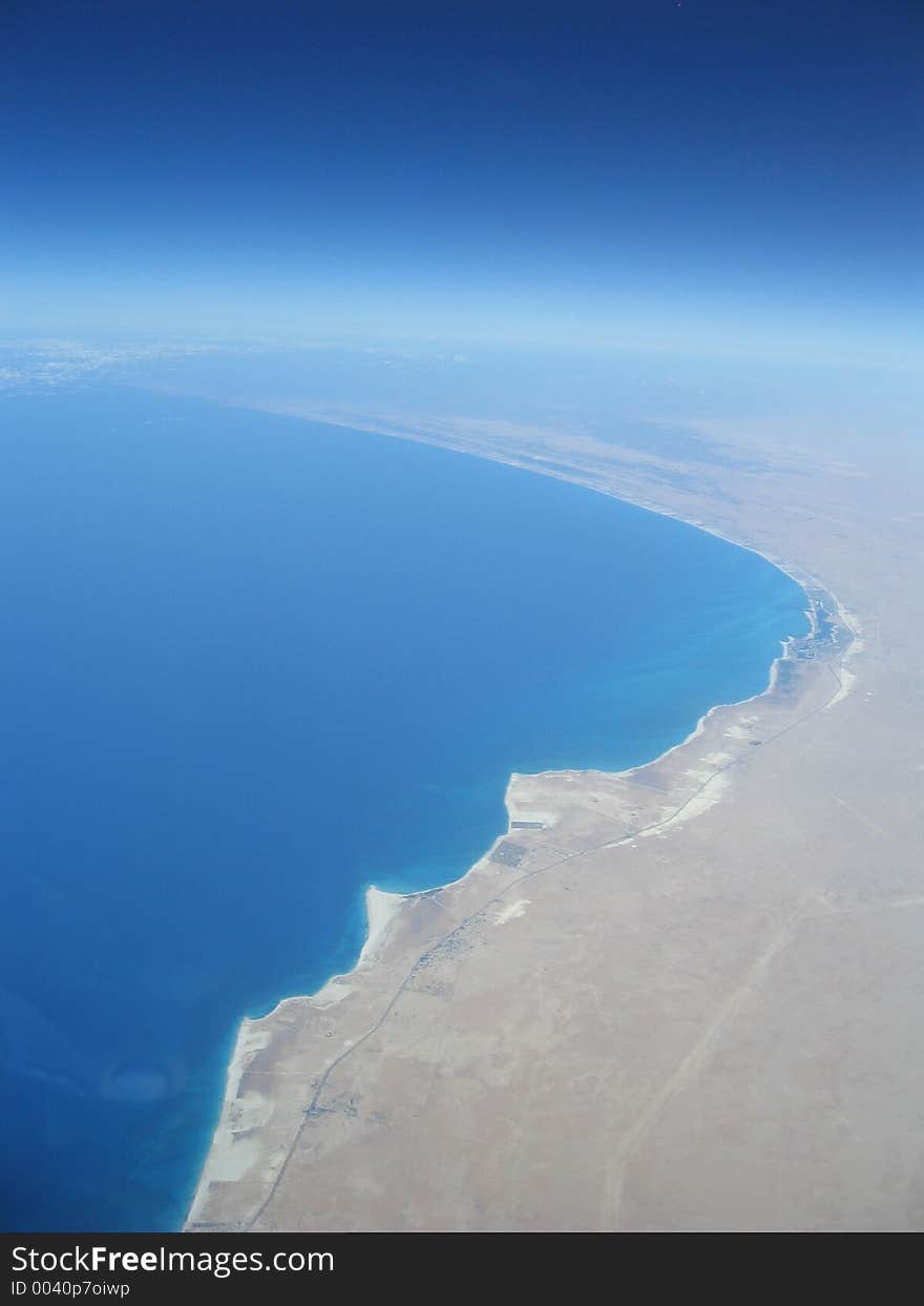 The desert coastline seen from above. The desert coastline seen from above