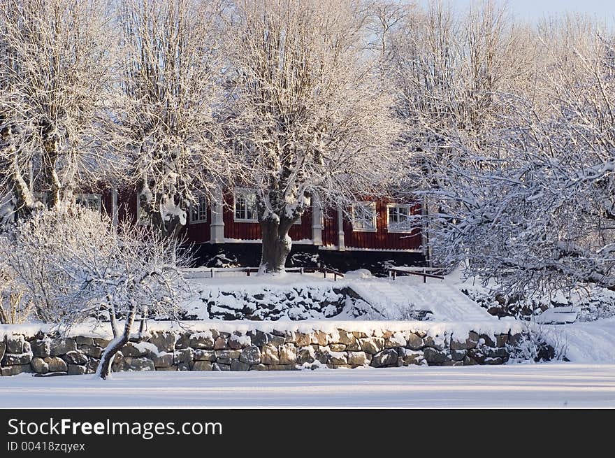 A snowy Farsta Gård. A snowy Farsta Gård