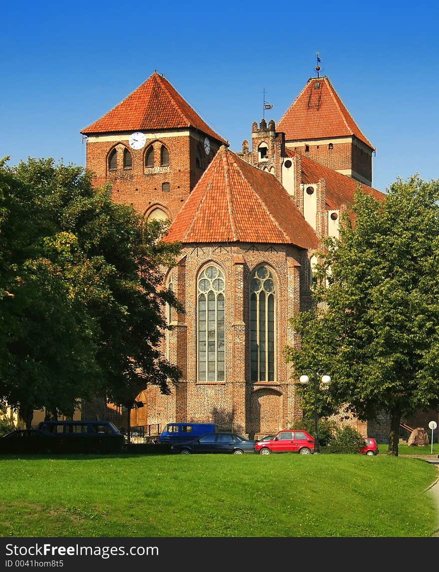 Old red brick church in Poland