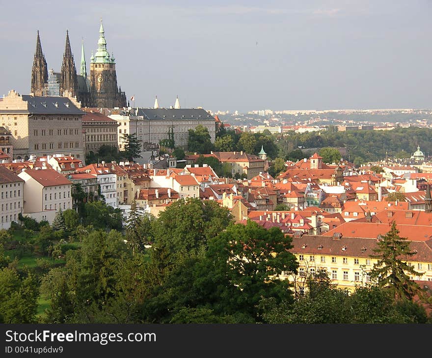 View on Prague with St Vitus cathedral