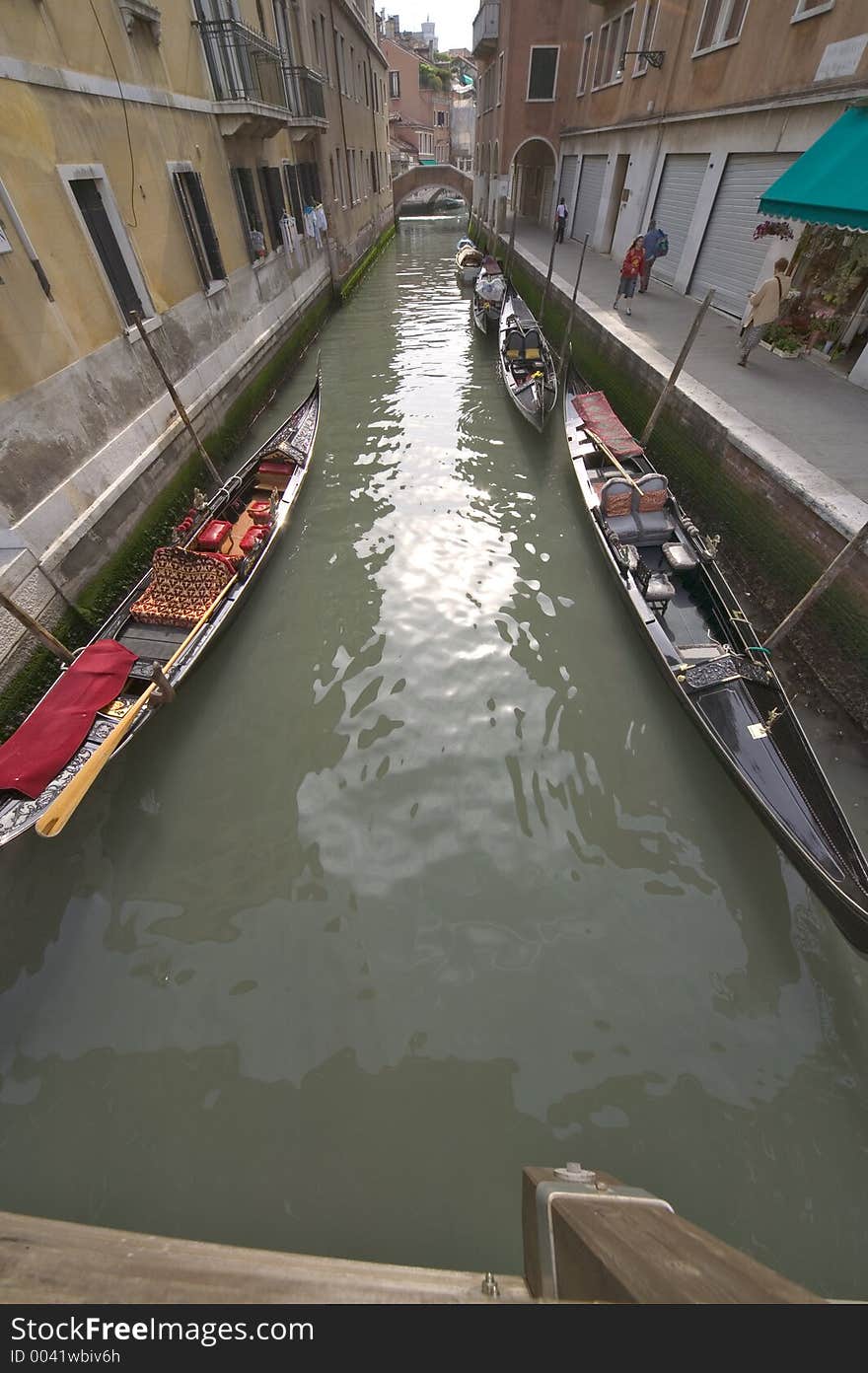 Gondolas at a canal in Venice,Italy