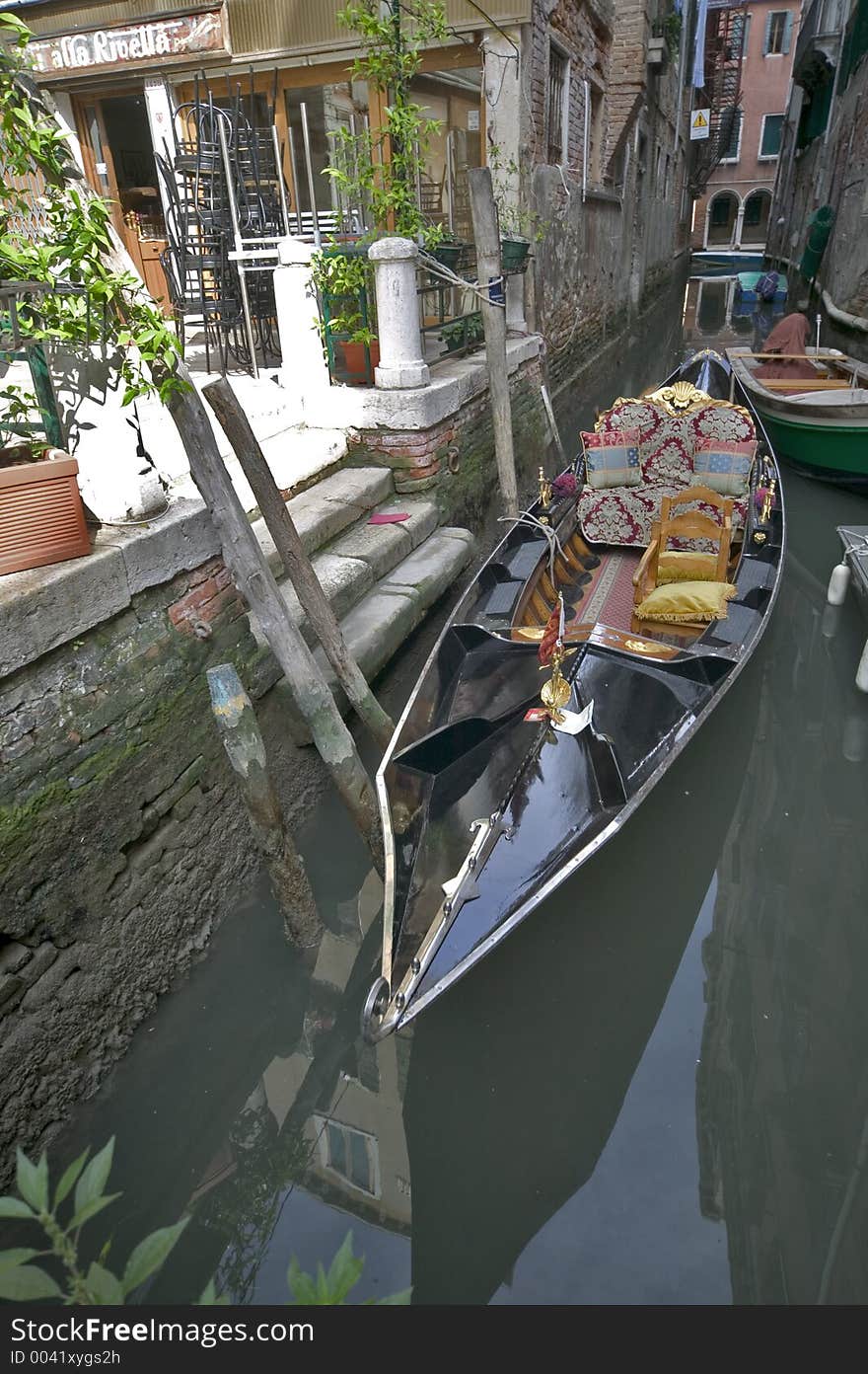 Gondola at a canal in Venice,Italy