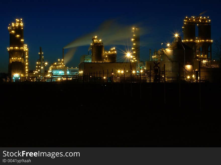 Refinery at night in Montreal A3