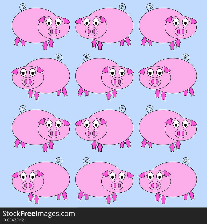 Pink pig background on blue - additional ai and eps format available on request