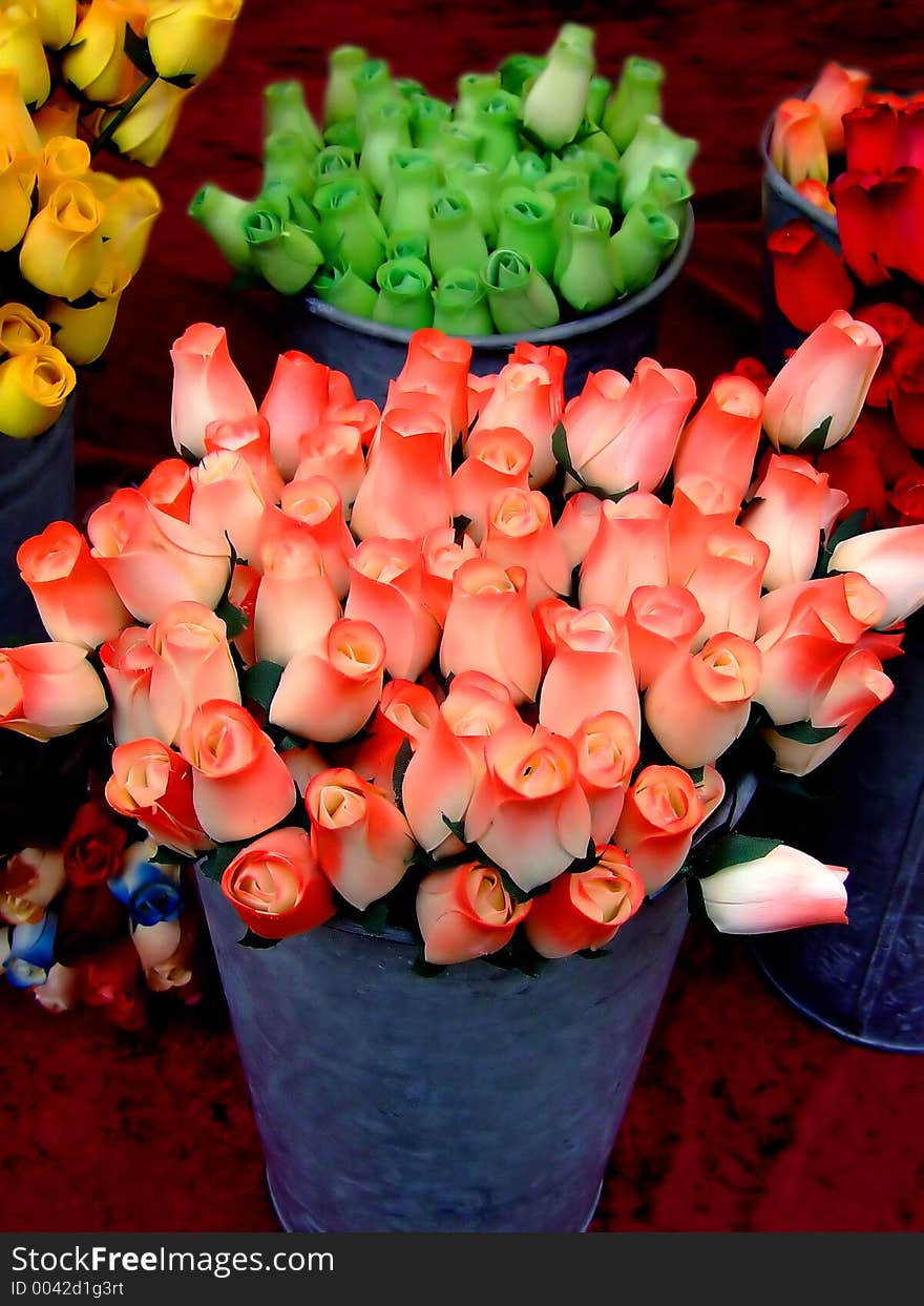 Orange and green roses