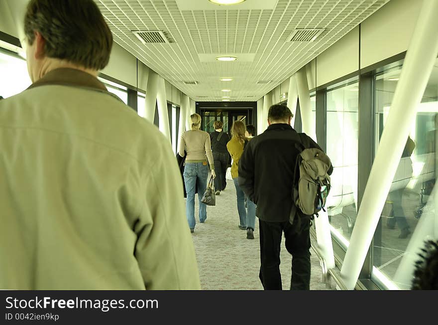 Arrival - From Airplane To Airport Through Corridor