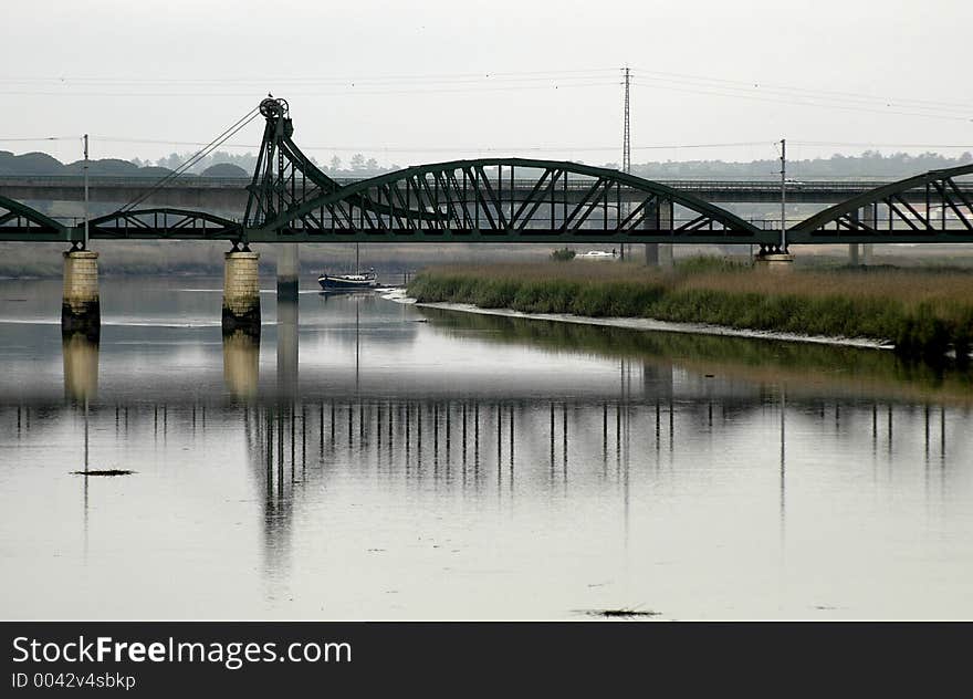 Old bridge over Sado River , Alcácer do Sal,southern Portugal,E.U.