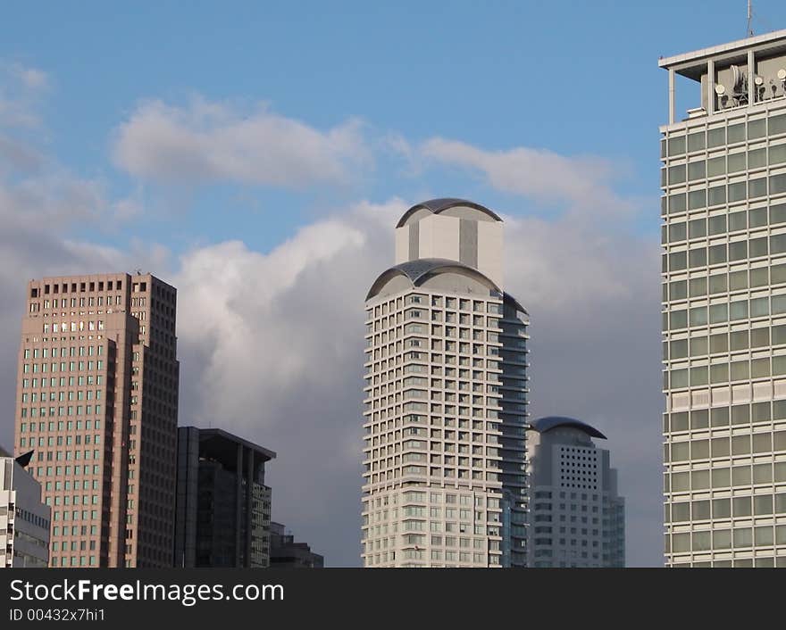 Impressive skyscrapers over the cloudy sky. Impressive skyscrapers over the cloudy sky