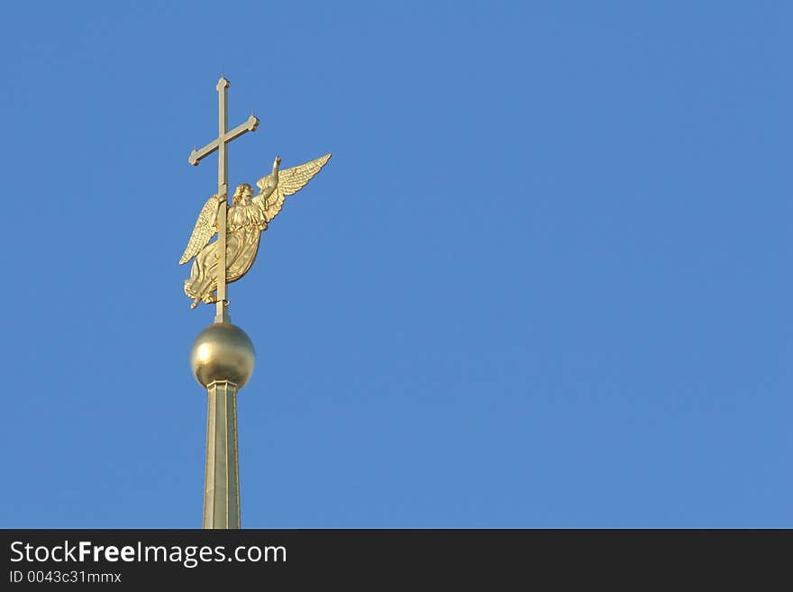 Dome of orthodox church on a background of the sky. Dome of orthodox church on a background of the sky