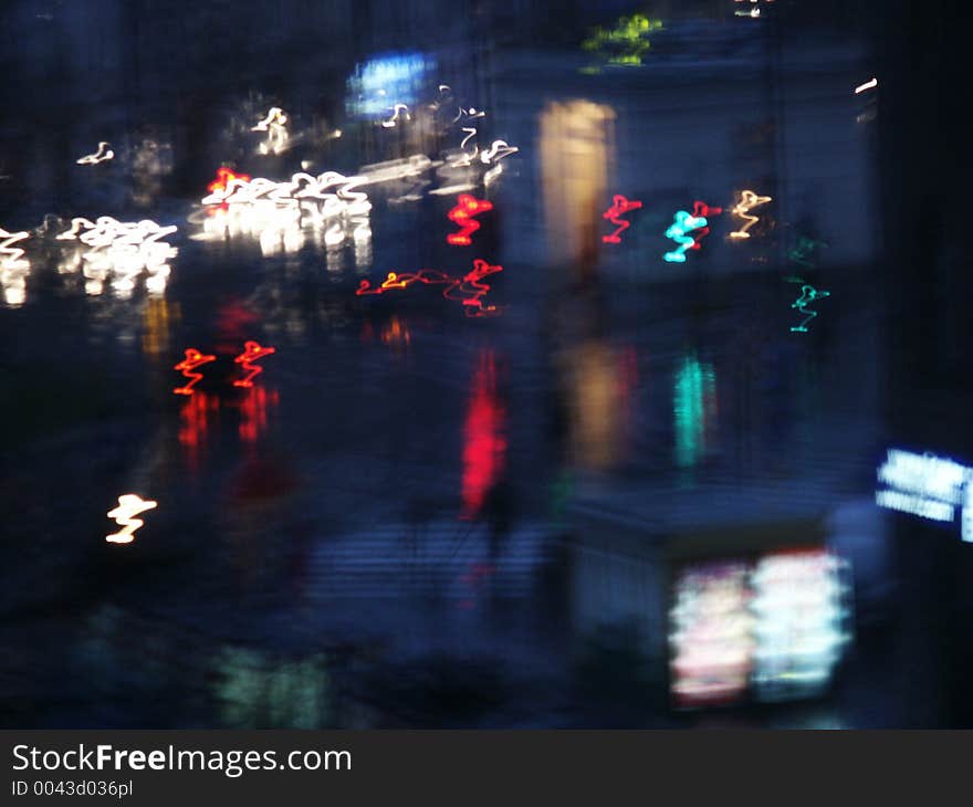 City lights on rainy day. City lights on rainy day