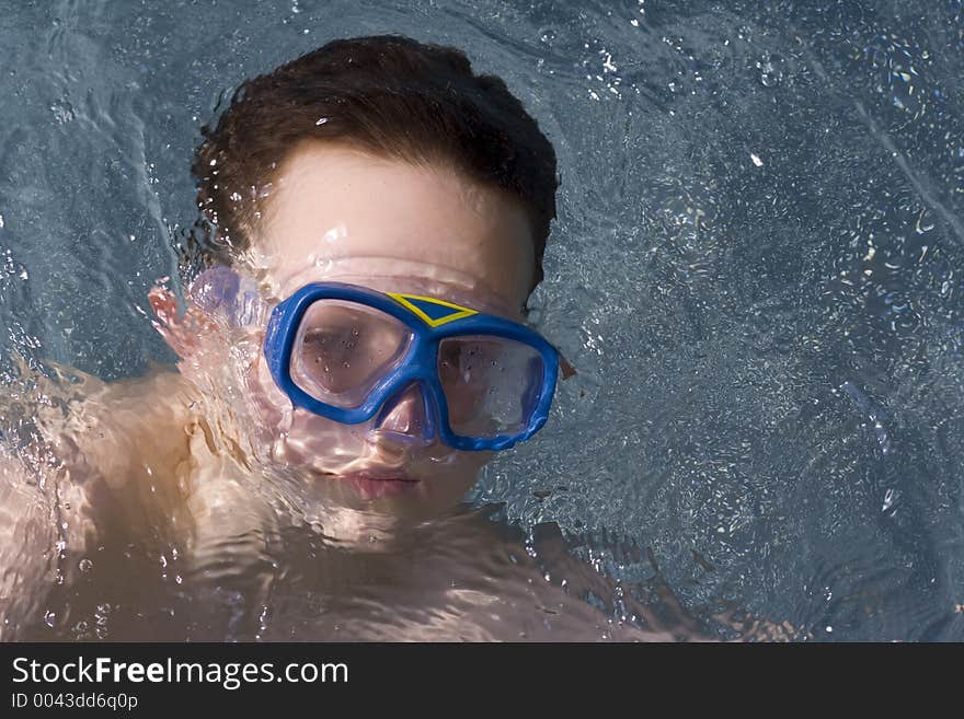 Boy under water. Boy under water