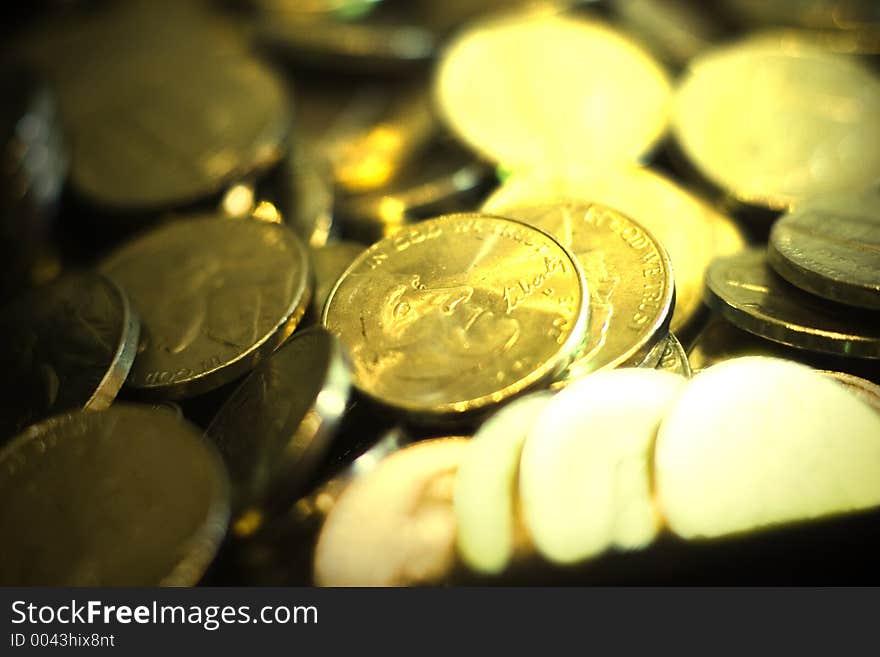 Loose coins in a pile