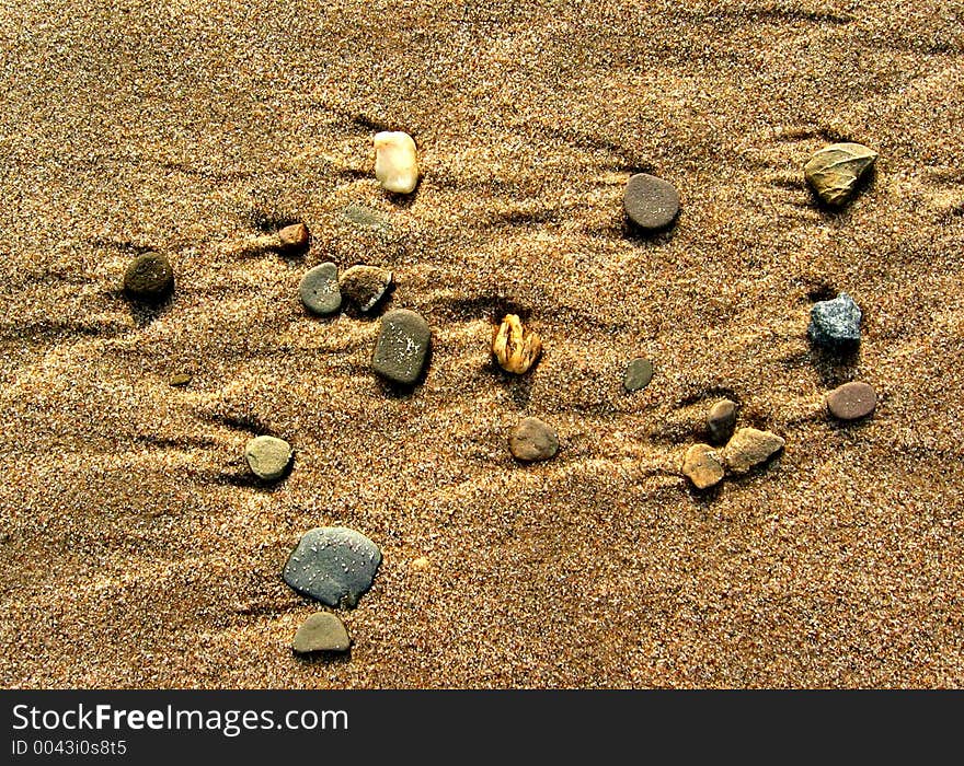 Pebbles washed up at the beach. Pebbles washed up at the beach