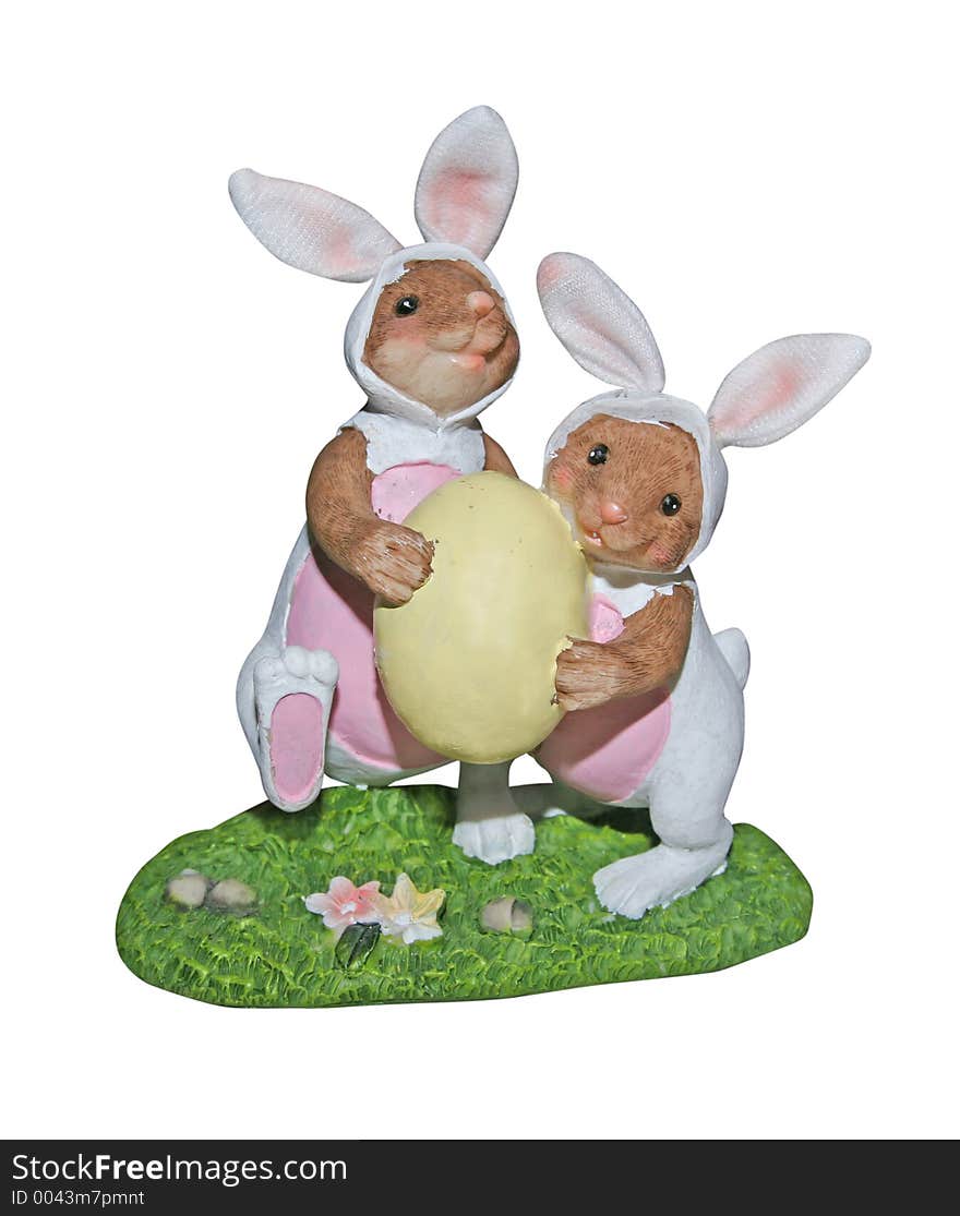 Easter Bunnies Carrying Egg - With Path