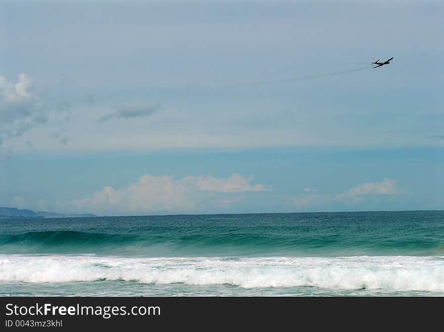 Flying over the beach