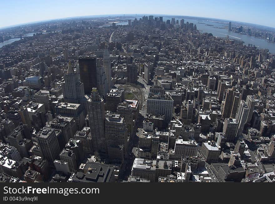 Bird view of South Manhattan from Empire state building. Bird view of South Manhattan from Empire state building