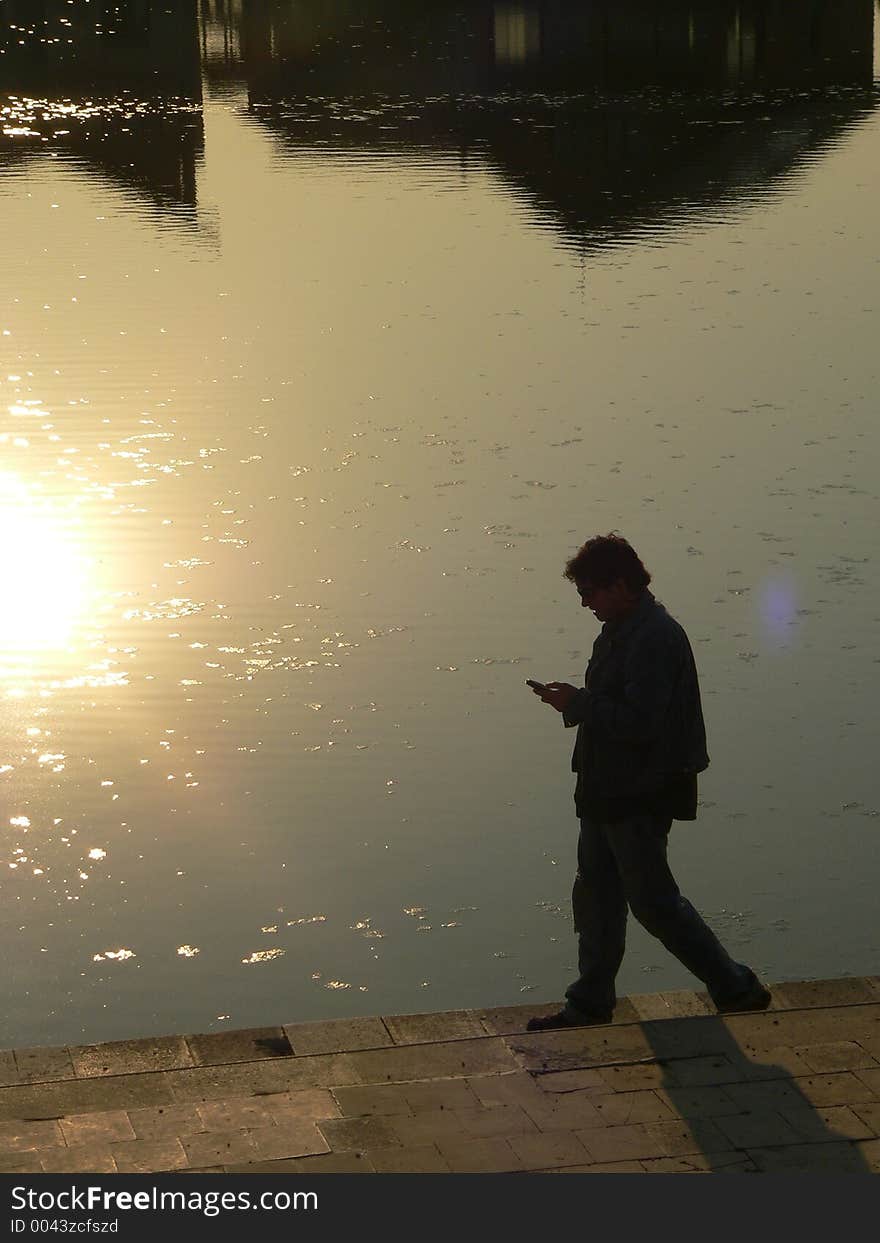 Walking boy silhouette