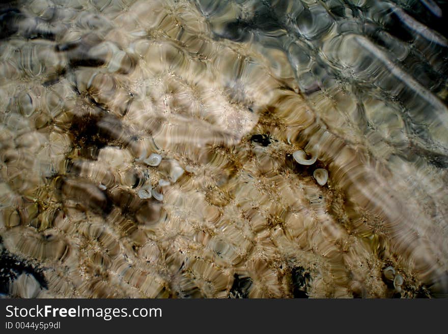 A tidepool, distorted by ripples. A tidepool, distorted by ripples.