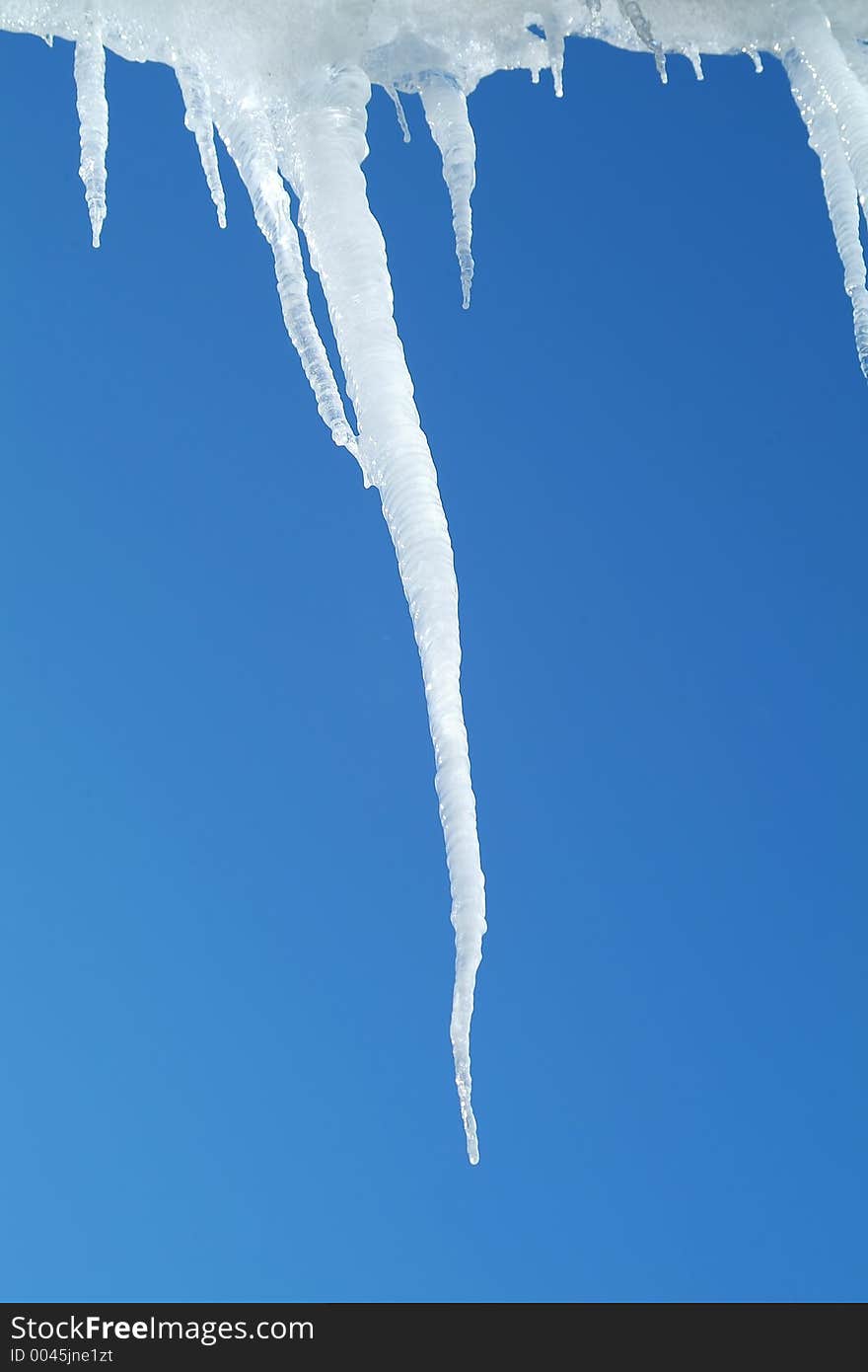 Icicles on sky close-up