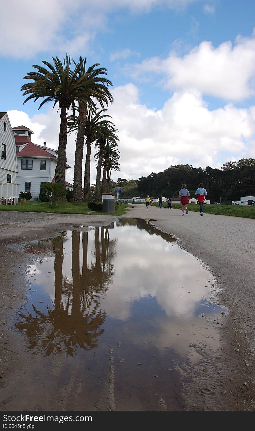 Jogging after the rain.