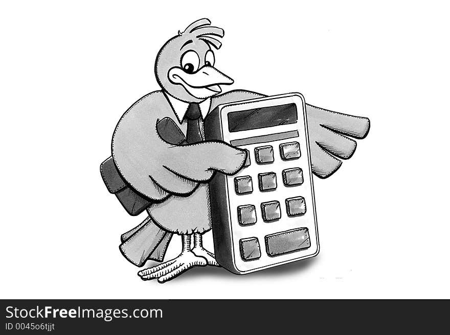 Illustration of a Business bird with calculator