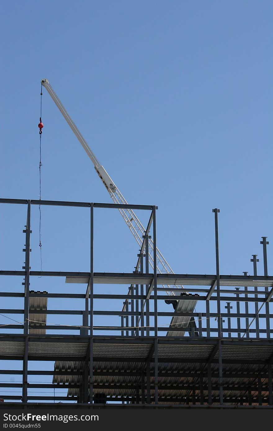 Steel construction with crane. Steel construction with crane