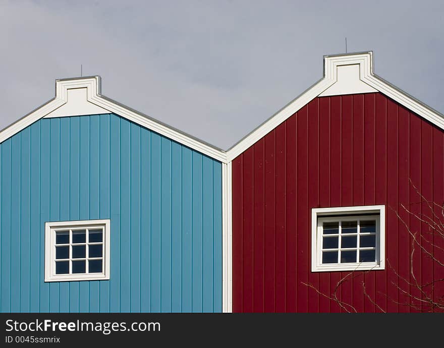 Red and blue house