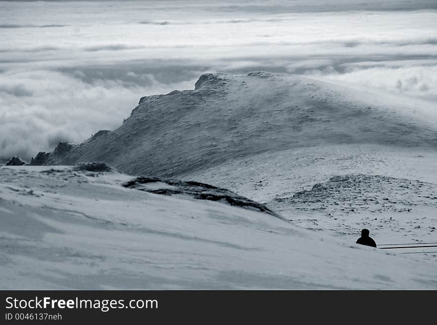 Alone in a snow desert