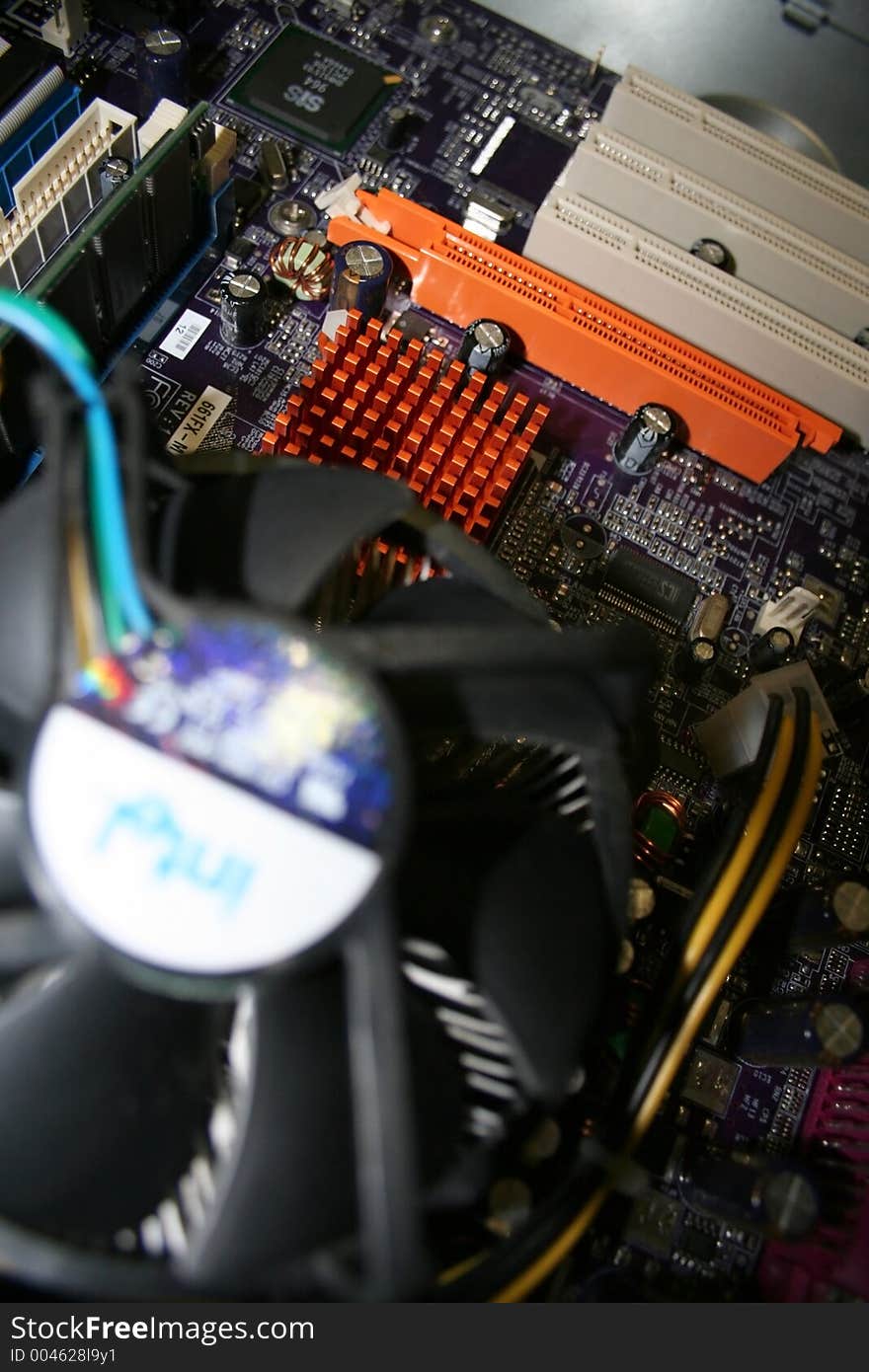 Personal Computer Inside With Fan and PCI Busses