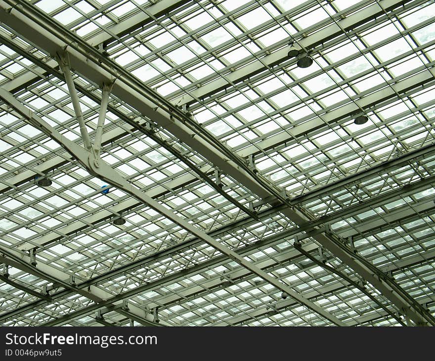 Glass roof. Modern construction