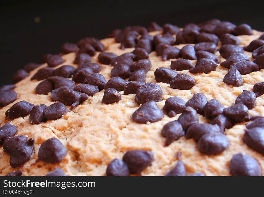 Macro shot of a giant chocolate chip cookie - this thing is nearly a landscape :)